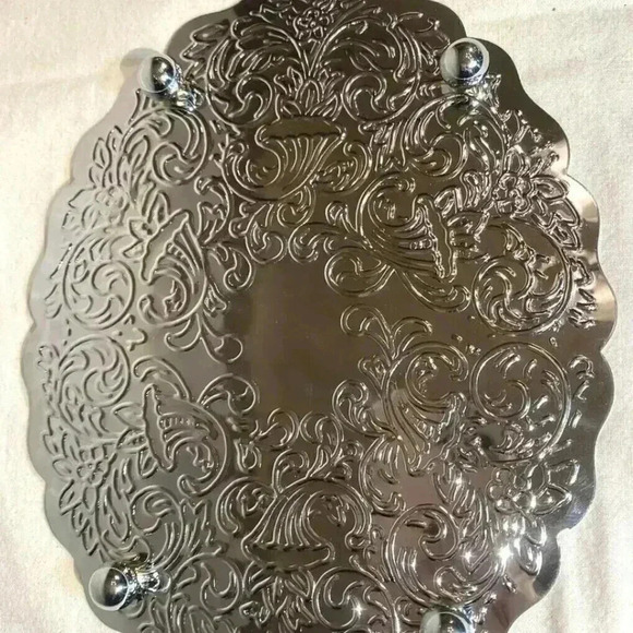 Silver Plate Oval Trivet Cornucopia Pattern 8" x 6" - Picture 2 of 5